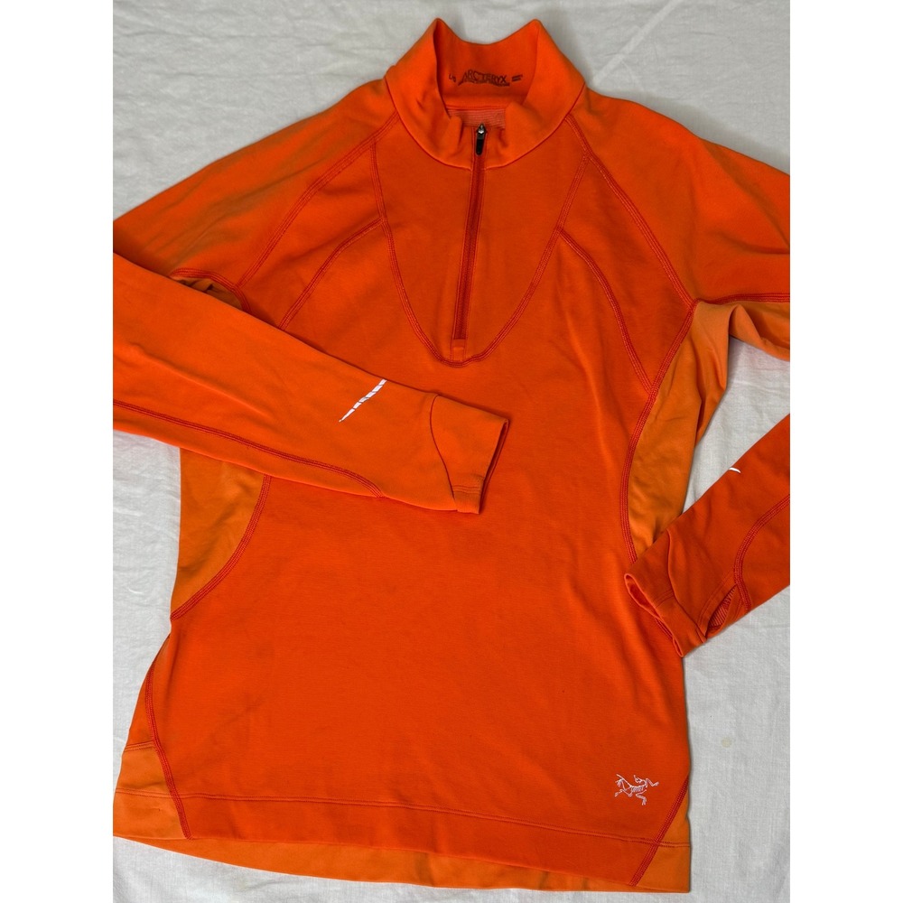 Arc'teryx Women's Orange 1/4 Zip Performance Base Layer Top Size L